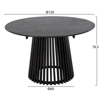 DINING TABLE ROUND FRANTZ HM9388.12 SOLID MINDI WOOD IN BLACK Φ120X76,5Hcm.