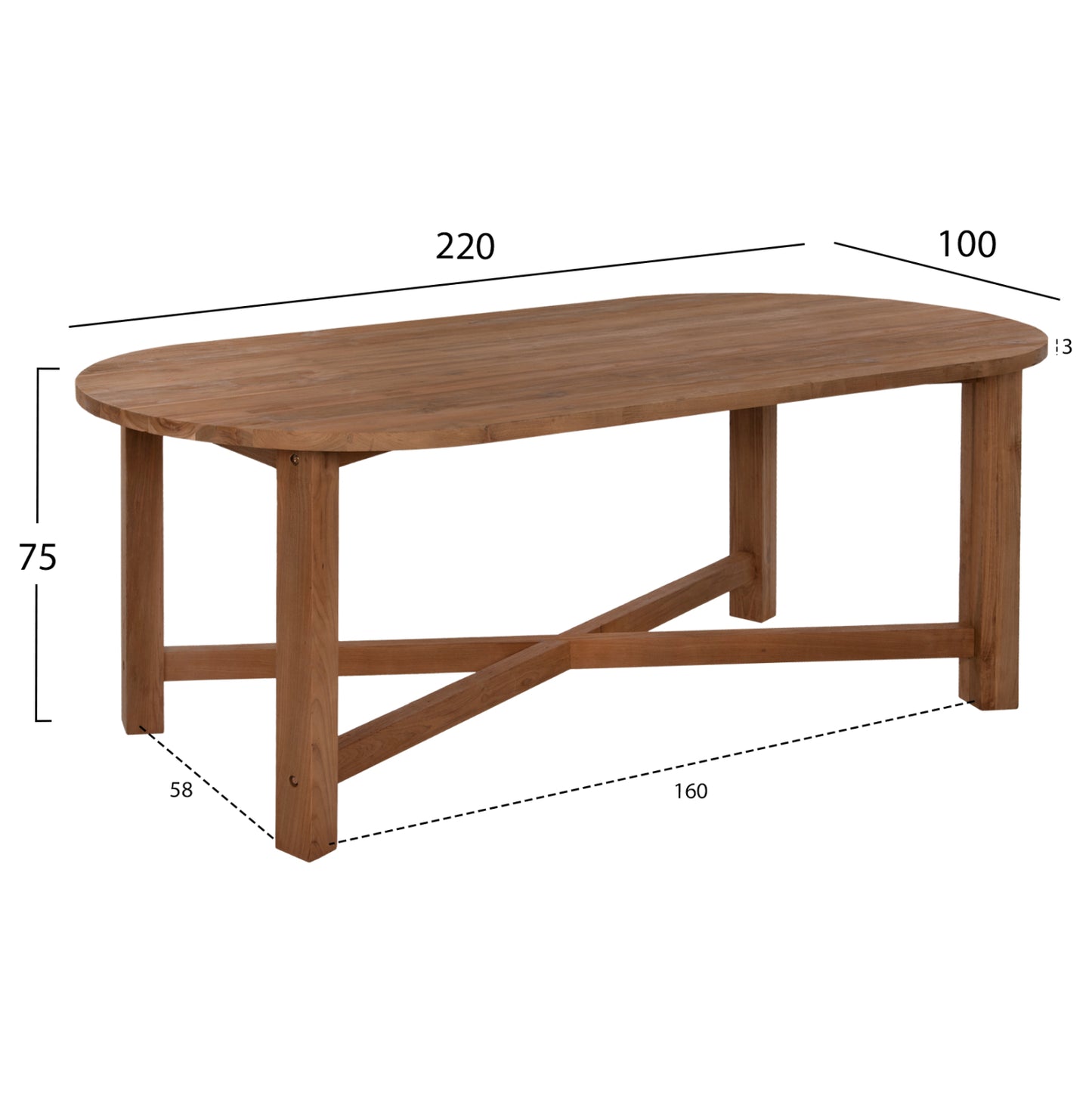 DINING TABLE KUTAI HM9639 RECYCLED TEAK WOOD IN NATURAL COLOR 220x100x75Hcm.