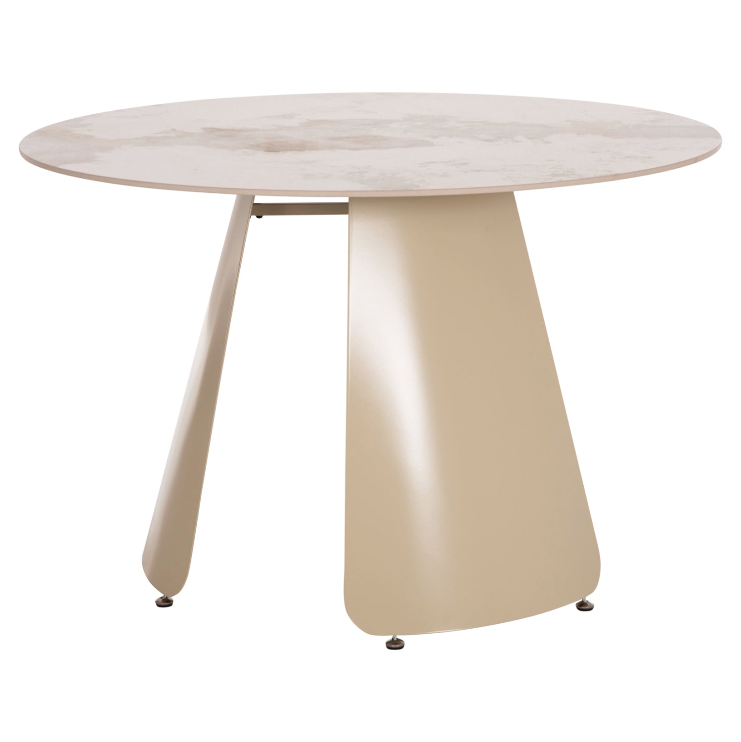 DINING TABLE ROUND SEDAR HM18326 CERAMIC TOP--CREAM WHITE METAL LEGS Φ120x78Hcm.