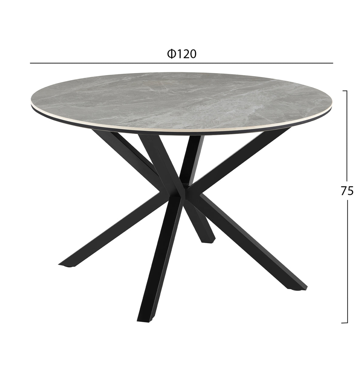 ΤΡΑΠΕΖΙ ΤΡΑΠΕΖΑΡΙΑΣ ΣΤΡΟΓΓΥΛΟ ERAGON HM18460.03 SINT. STONE ΣΕ ΓΚΡΙ ΜΑΡΜΑΡΟ Φ120x75Υεκ