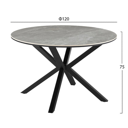 ΤΡΑΠΕΖΙ ΤΡΑΠΕΖΑΡΙΑΣ ΣΤΡΟΓΓΥΛΟ ERAGON HM18460.03 SINT. STONE ΣΕ ΓΚΡΙ ΜΑΡΜΑΡΟ Φ120x75Υεκ