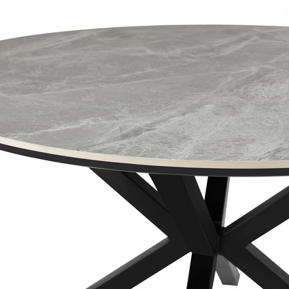 ΤΡΑΠΕΖΙ ΤΡΑΠΕΖΑΡΙΑΣ ΣΤΡΟΓΓΥΛΟ ERAGON HM18460.03 SINT. STONE ΣΕ ΓΚΡΙ ΜΑΡΜΑΡΟ Φ120x75Υεκ