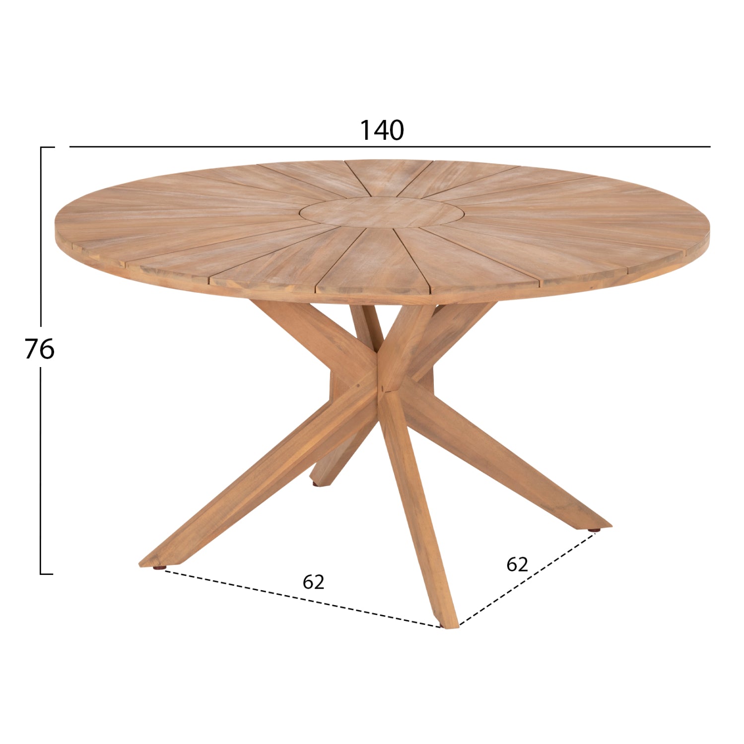 DINING TABLE ROUND CORTΕΝ HM6443 ACACIA WOOD IN NATURAL COLOR Φ140x76Hcm.