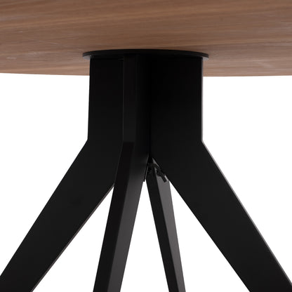 DINING TABLE ROUND MDF TOP WITH OAK WOOD VENEER RUSTIC STYLE Φ120x75H HM9307.01