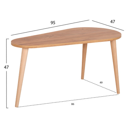 COFFEE TABLES 2PCS APRILIA HM18179.02 MELAMINE IN NATURAL & BLACK MARBLE-WOODEN LEGS IN NATURAL 95x47x47Hcm