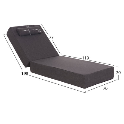 BEACH LOUNGER IKARIA HM10716.03 PINE WOOD IN WALNUT-OLEFIN IN GREY-WITH CUSHION 20cm.