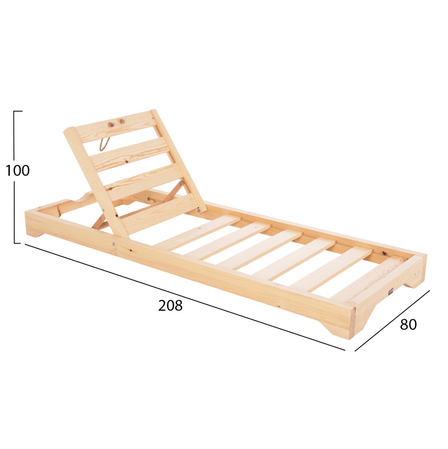 BEACH LOUNGER IKARIA HM10717.02 PINE WOOD IN NATURAL-OLEFIN IN BEIGE-WITH CUSHION 20cm.