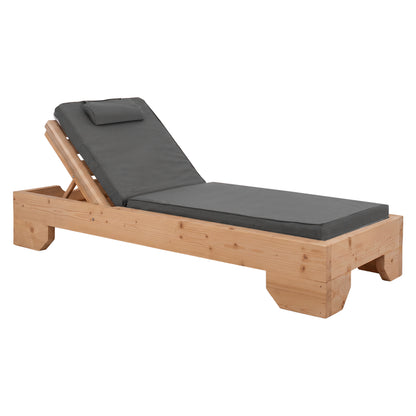 BEACH LOUNGER MAKEDONIA HM12110 PINE WOOD IN NATURAL--CUSHION IN GREY 77.5x204x79Hcm.