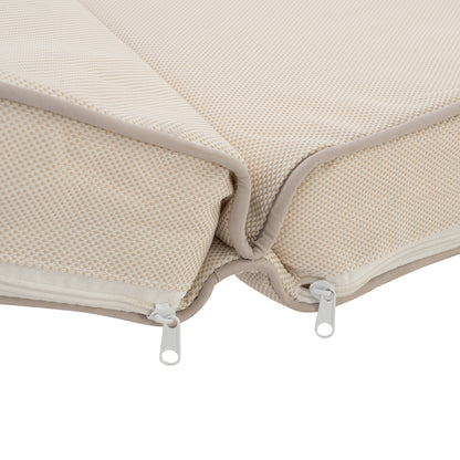 BEACH LOUNGER WITH CUSHION KORINOS HM10776.60T PINE WOOD--TEXTILENE COVER IN CREAM 79x204x77Hcm.