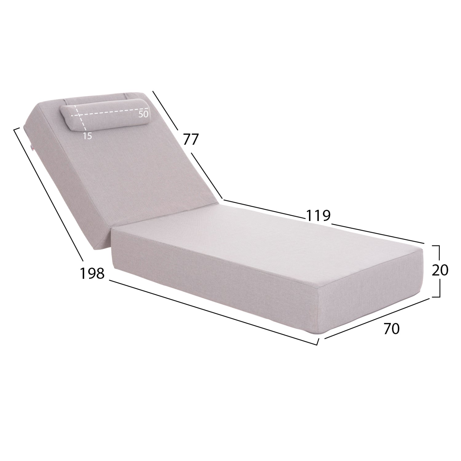 BEACH LOUNGER IKARIA HM10716.01 PINE WOOD IN WALNUT-OLEFIN IN HERRINGBONE COLOR-WITH CUSHION 20cm.