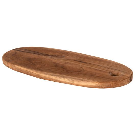 CUTTING BOARD OVAL FOR THE KITCHEN HM4284 TEAK WOOD IN NATURAL-WITH HANGING HOLE 15x41x2H cm.
